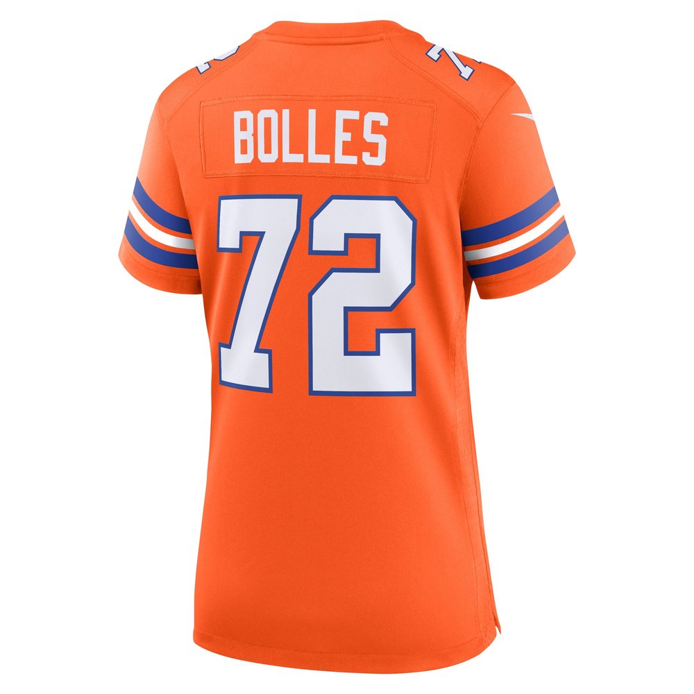 Women's Denver Broncos Garrett Bolles Orange Mile High Collection 1977 Throwback Player Game Jersey 