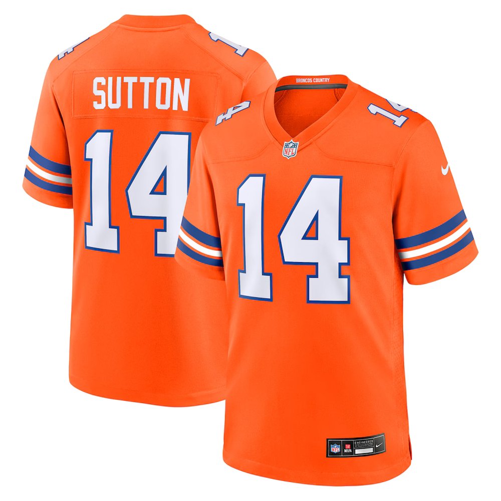 Men's Denver Broncos Courtland Sutton Orange Mile High Collection 1977 Throwback Player Game Jersey 