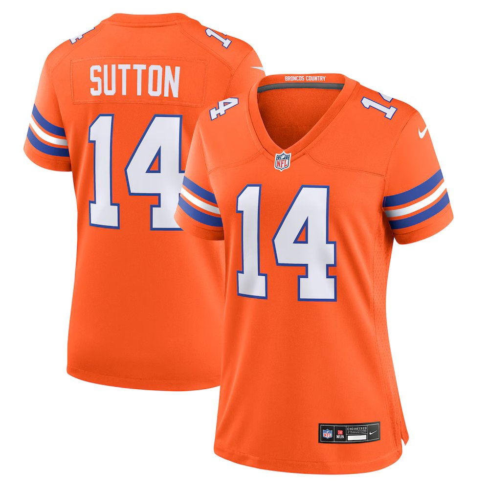 Women's Denver Broncos Courtland Sutton Orange Mile High Collection 1977 Throwback Player Game Jersey 