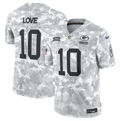 Men's Green Bay Packers Jordan Love Arctic Camo 2024 Salute to Service Limited Jersey 