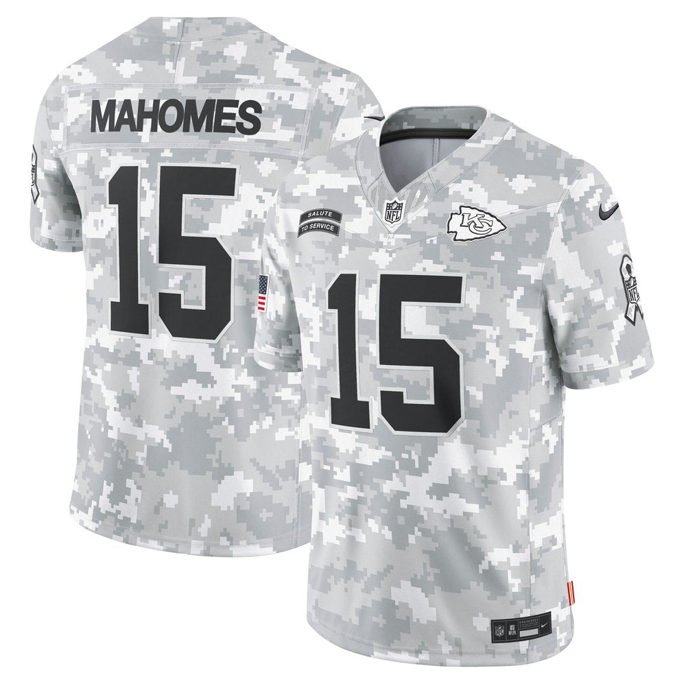 Men's Kansas City Chiefs Patrick Mahomes Arctic Camo 2024 Salute to Service Limited Jersey 