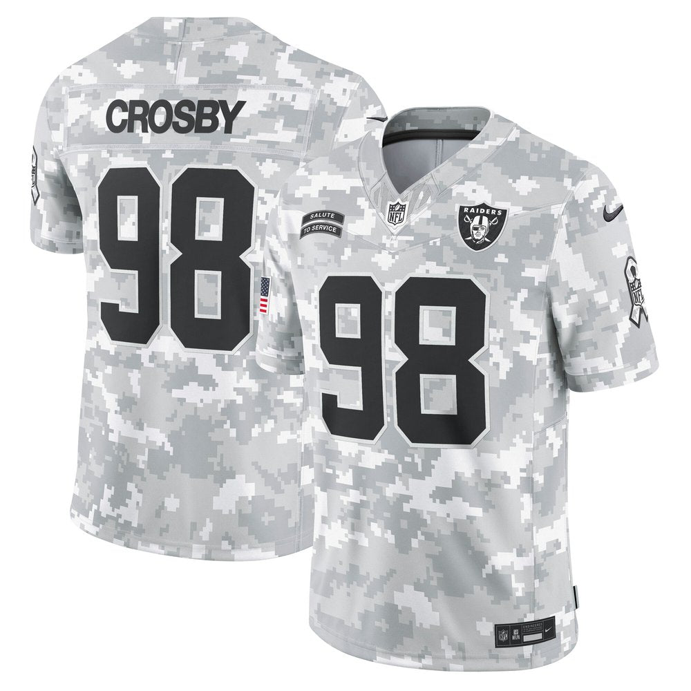 Men's Las Vegas Raiders Maxx Crosby Arctic Camo 2024 Salute to Service Limited Jersey 