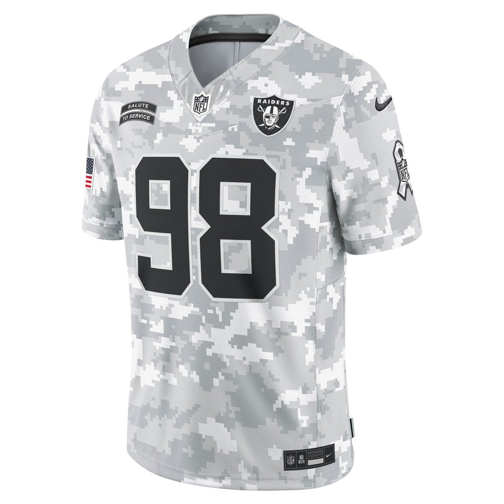 Men's Las Vegas Raiders Maxx Crosby Arctic Camo 2024 Salute to Service Limited Jersey 