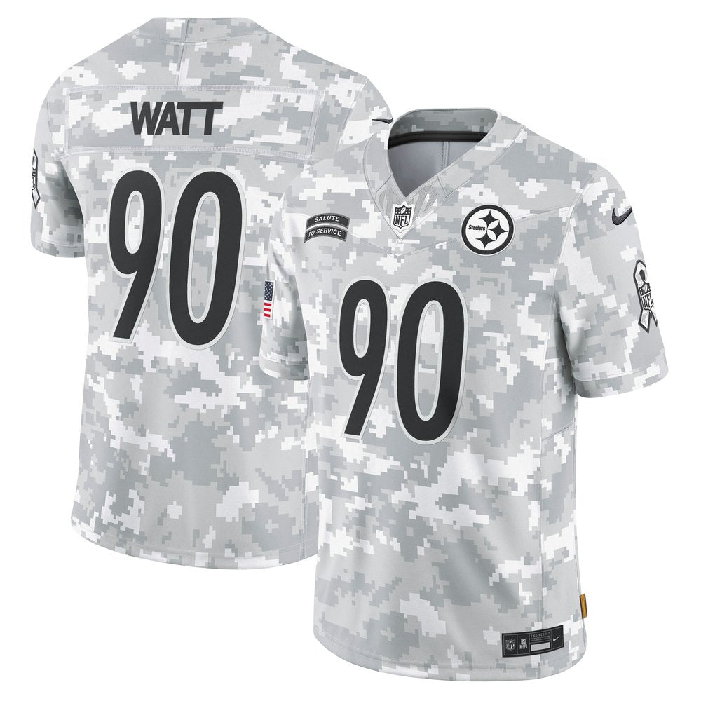 Men's Pittsburgh Steelers T.J. Watt Arctic Camo 2024 Salute to Service Limited Jersey 