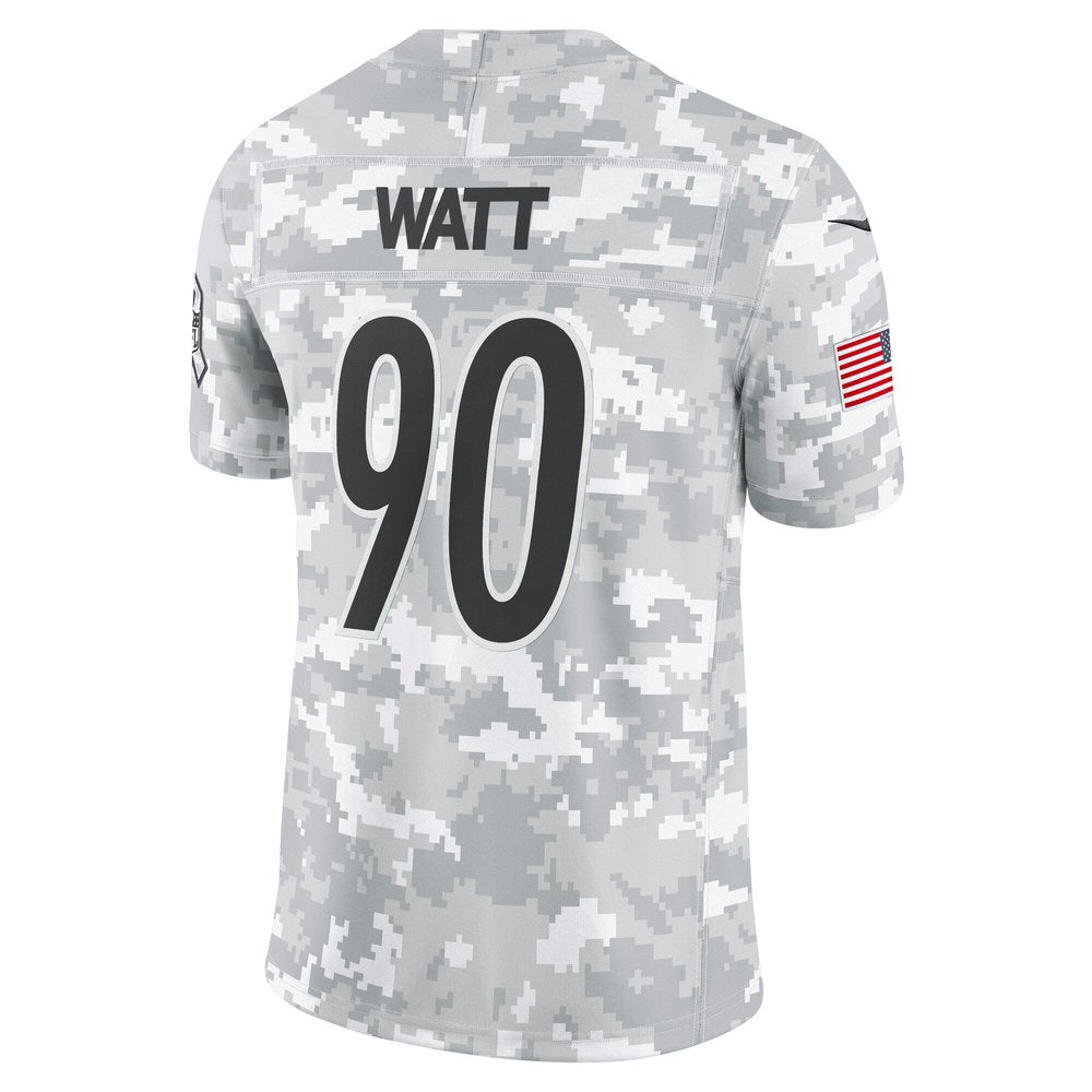 Men's Pittsburgh Steelers T.J. Watt Arctic Camo 2024 Salute to Service Limited Jersey 