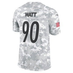 Men's Pittsburgh Steelers T.J. Watt Arctic Camo 2024 Salute to Service Limited Jersey 