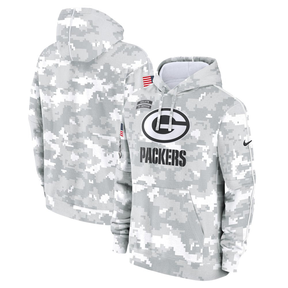Men's Green Bay Packers Arctic Camo 2024 Salute to Service Club Fleece Pullover Hoodie 