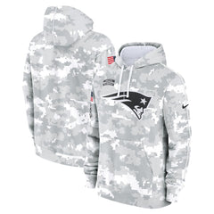 Men's New England Patriots Arctic Camo 2024 Salute to Service Club Fleece Pullover Hoodie 