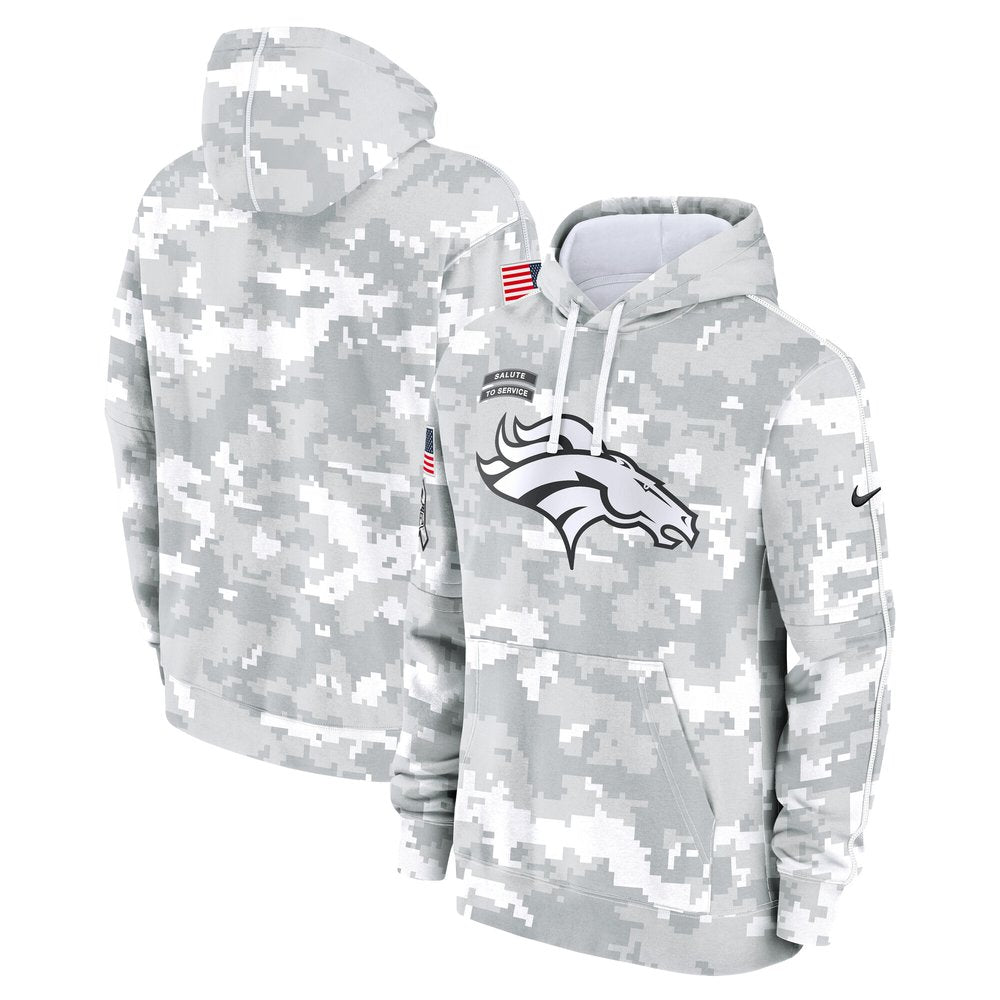 Men's Denver Broncos Arctic Camo 2024 Salute to Service Club Fleece Pullover Hoodie 