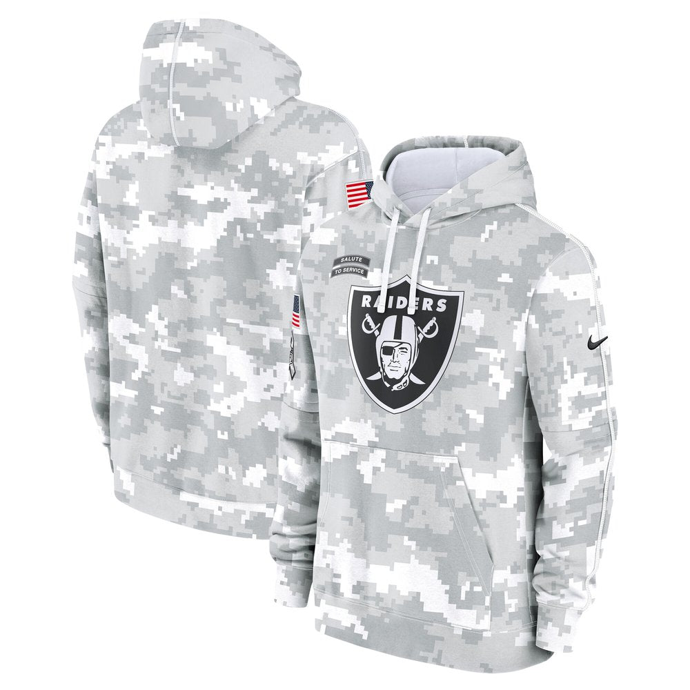 Men's Las Vegas Raiders Arctic Camo 2024 Salute to Service Club Fleece Pullover Hoodie 