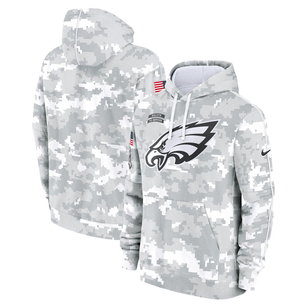 Men's Philadelphia Eagles Arctic Camo 2024 Salute to Service Club Fleece Pullover Hoodie 
