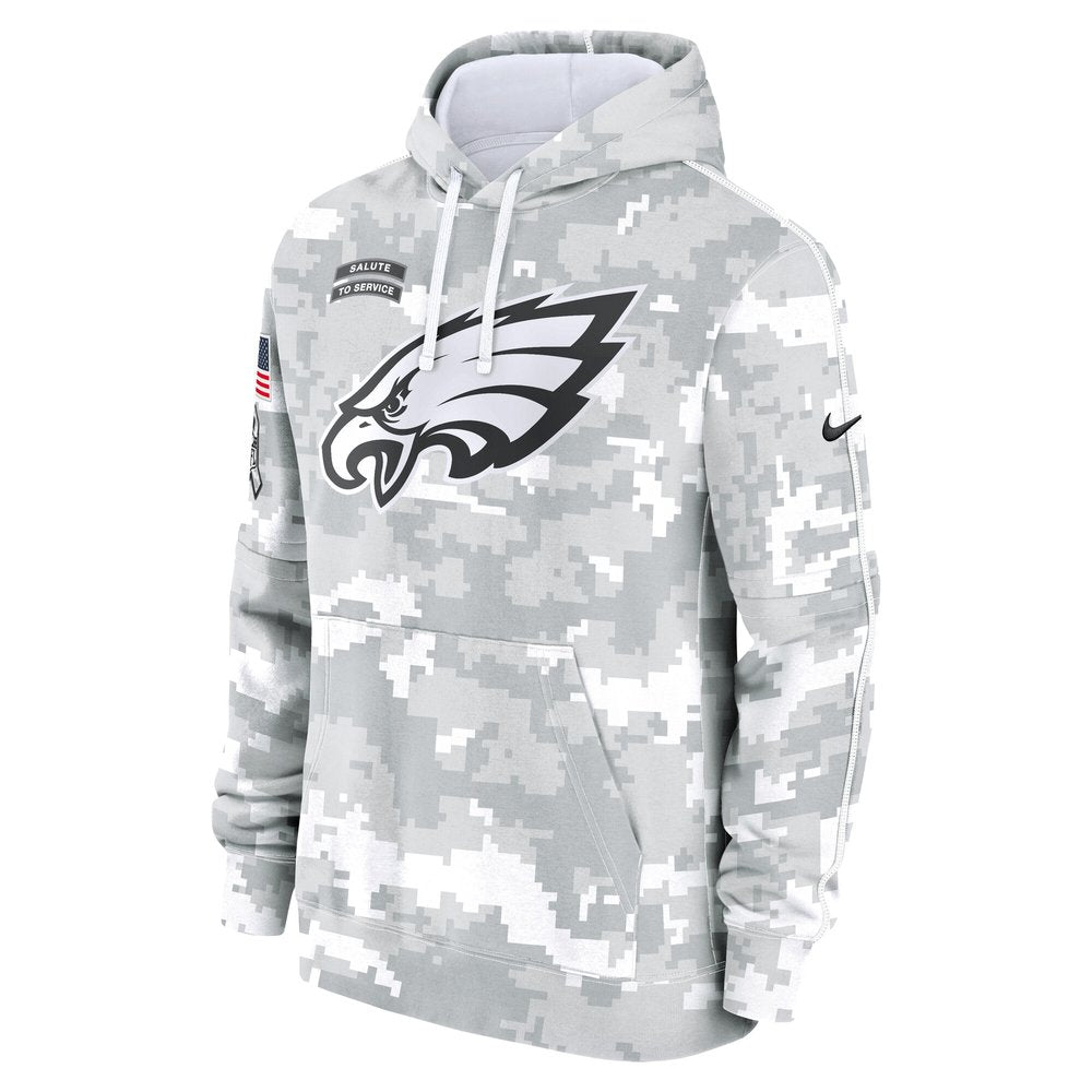 Men's Philadelphia Eagles Arctic Camo 2024 Salute to Service Club Fleece Pullover Hoodie 