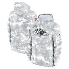 Men's Baltimore Ravens Arctic Camo 2024 Salute to Service Club Fleece Pullover Hoodie 