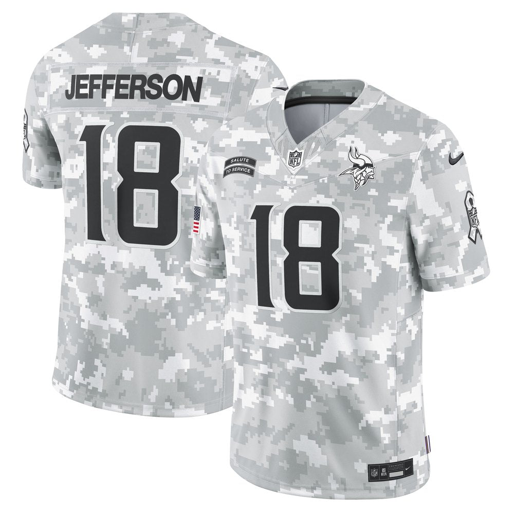 Men's Minnesota Vikings Justin Jefferson Arctic Camo 2024 Salute to Service Limited Jersey 