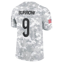 Men's Cincinnati Bengals Joe Burrow Arctic Camo 2024 Salute to Service Limited Jersey 