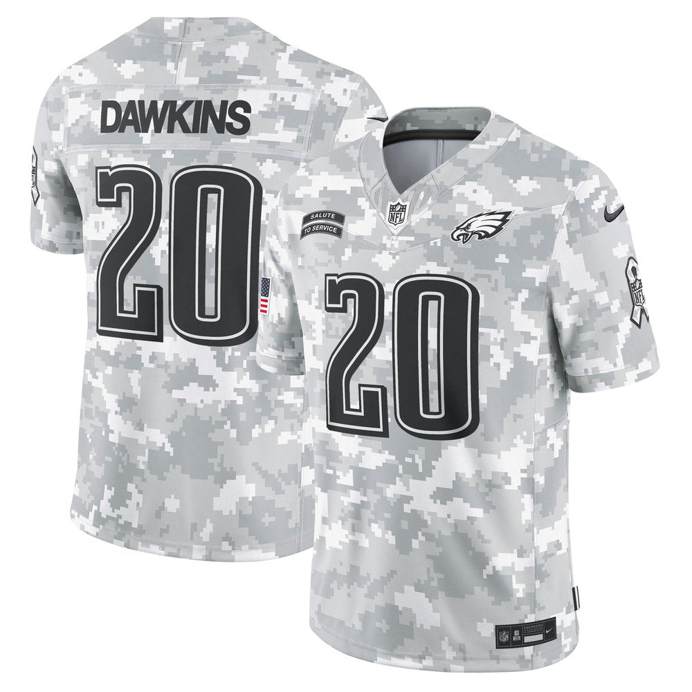 Men's Philadelphia Eagles Brian Dawkins Arctic Camo 2024 Salute to Service Retired Player Limited Jersey 