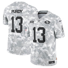Men's San Francisco 49ers Brock Purdy Arctic Camo 2024 Salute to Service Limited Jersey 