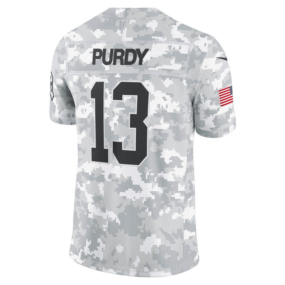 Men's San Francisco 49ers Brock Purdy Arctic Camo 2024 Salute to Service Limited Jersey 