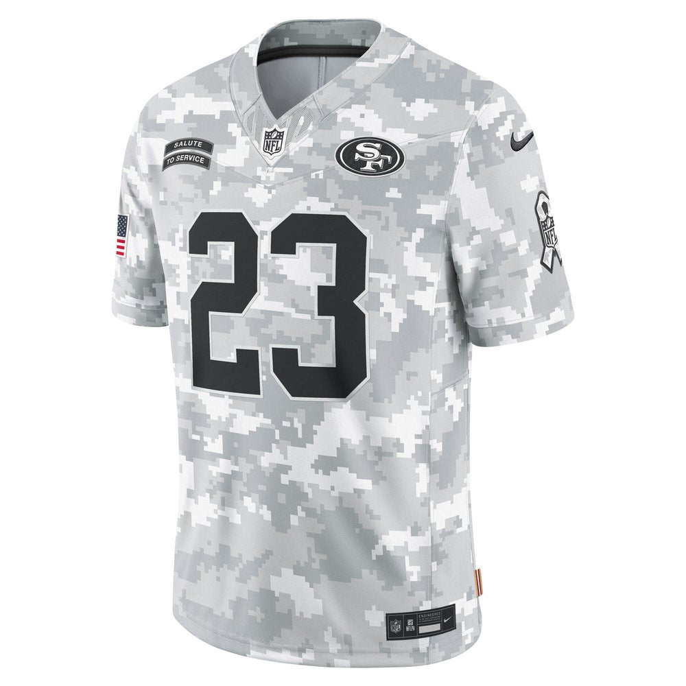 Men's San Francisco 49ers Christian McCaffrey Arctic Camo 2024 Salute to Service Limited Jersey 