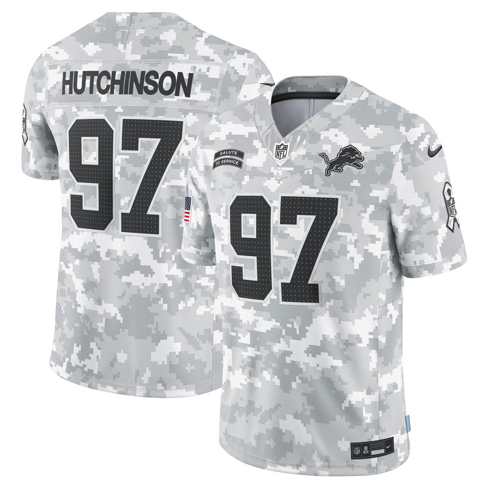 Men's Detroit Lions Aidan Hutchinson Arctic Camo 2024 Salute to Service Limited Jersey 