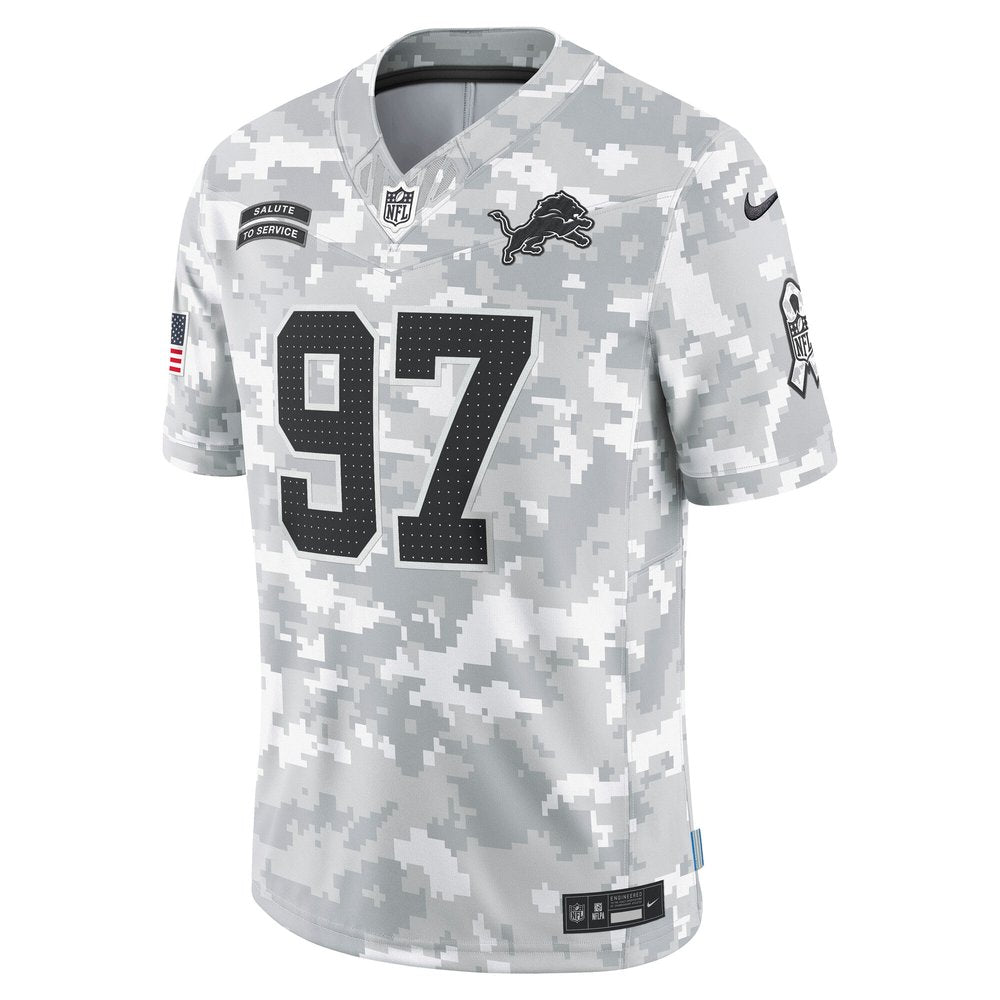 Men's Detroit Lions Aidan Hutchinson Arctic Camo 2024 Salute to Service Limited Jersey 