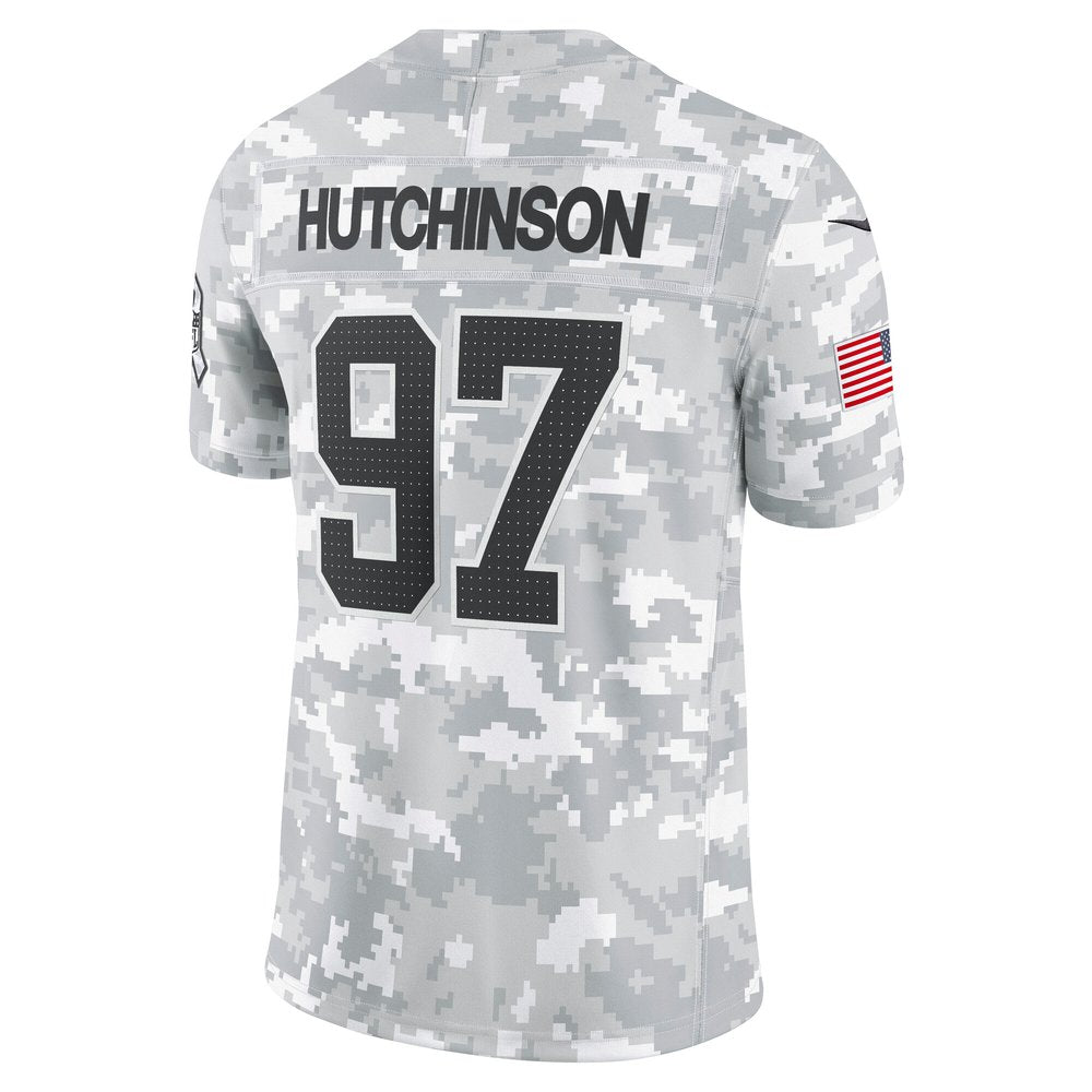 Men's Detroit Lions Aidan Hutchinson Arctic Camo 2024 Salute to Service Limited Jersey 
