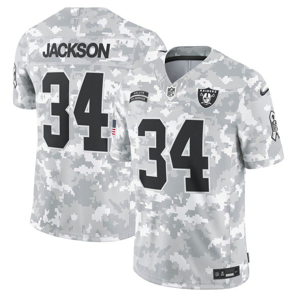 Men's Las Vegas Raiders Bo Jackson Arctic Camo 2024 Salute to Service Retired Player Limited Jersey 
