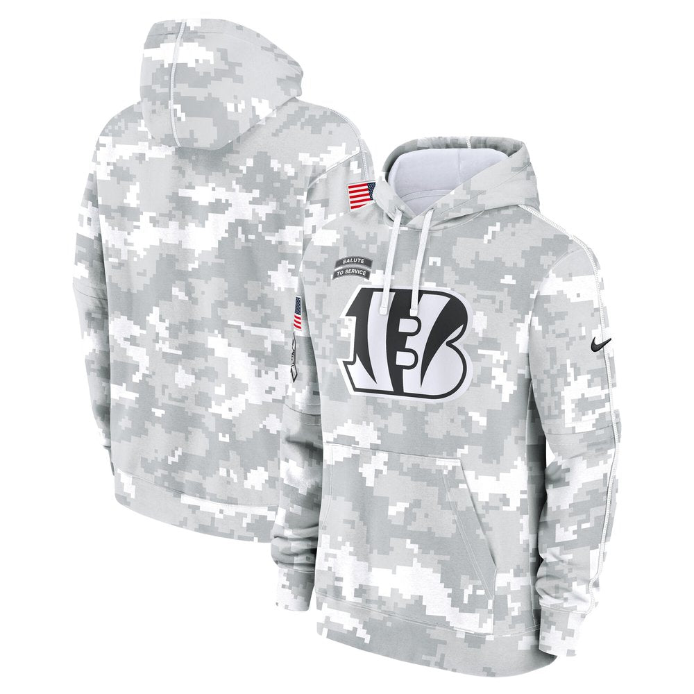 Men's Cincinnati Bengals Arctic Camo 2024 Salute to Service Club Fleece Pullover Hoodie 