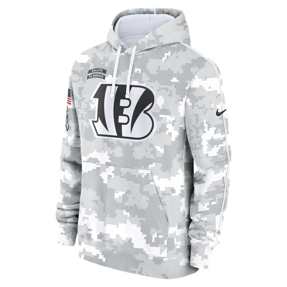 Men's Cincinnati Bengals Arctic Camo 2024 Salute to Service Club Fleece Pullover Hoodie 