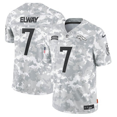 Men's Denver Broncos John Elway Arctic Camo 2024 Salute to Service Retired Player Limited Jersey 