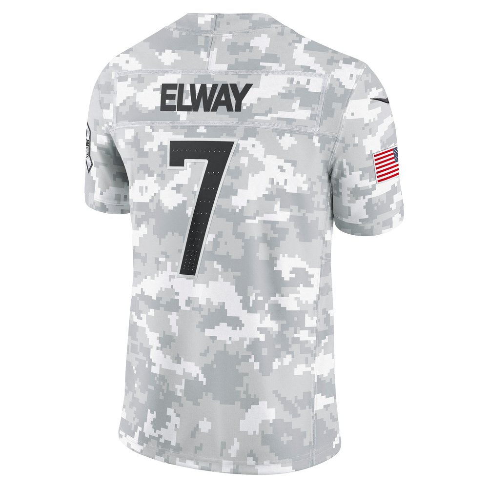 Men's Denver Broncos John Elway Arctic Camo 2024 Salute to Service Retired Player Limited Jersey 
