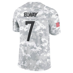 Men's Denver Broncos John Elway Arctic Camo 2024 Salute to Service Retired Player Limited Jersey 