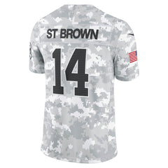 Men's Detroit Lions Amon-Ra St. Brown Arctic Camo 2024 Salute to Service Limited Jersey 