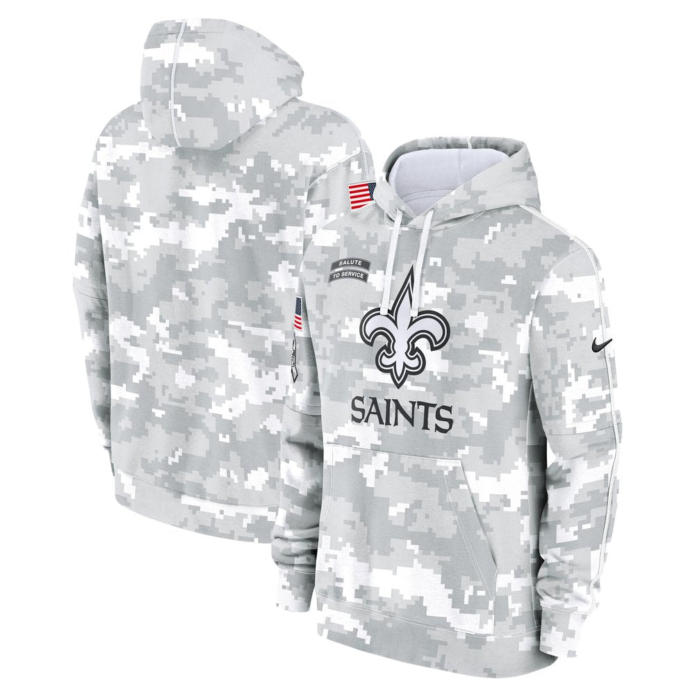 Men's New Orleans Saints Arctic Camo 2024 Salute to Service Club Fleece Pullover Hoodie 