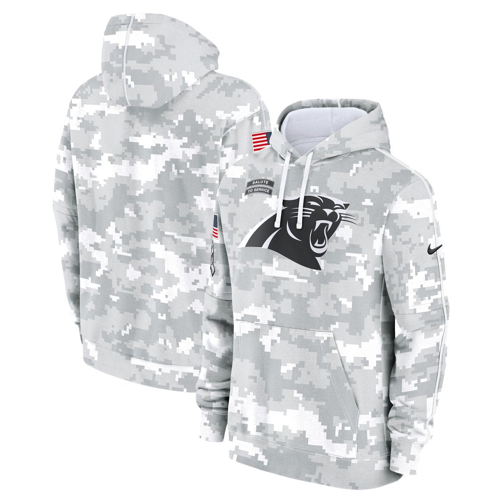 Men's Carolina Panthers Arctic Camo 2024 Salute to Service Club Fleece Pullover Hoodie 