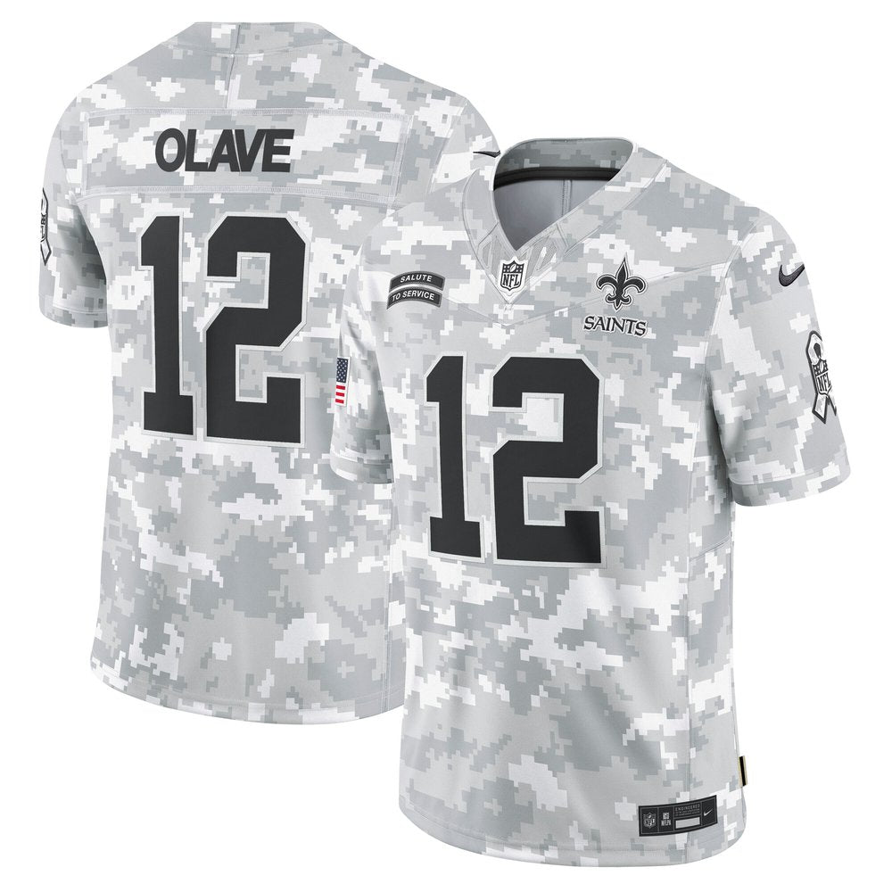 Men's New Orleans Saints Chris Olave Arctic Camo 2024 Salute to Service Limited Jersey 