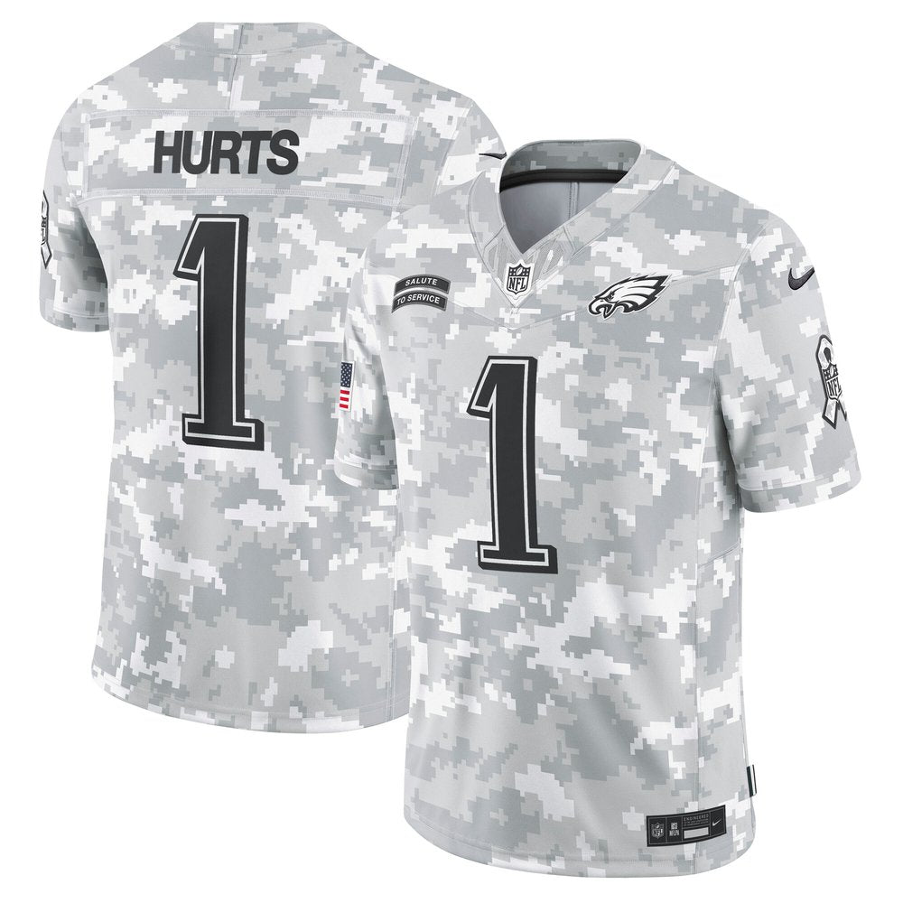 Men's Philadelphia Eagles Jalen Hurts Arctic Camo 2024 Salute to Service Limited Jersey 