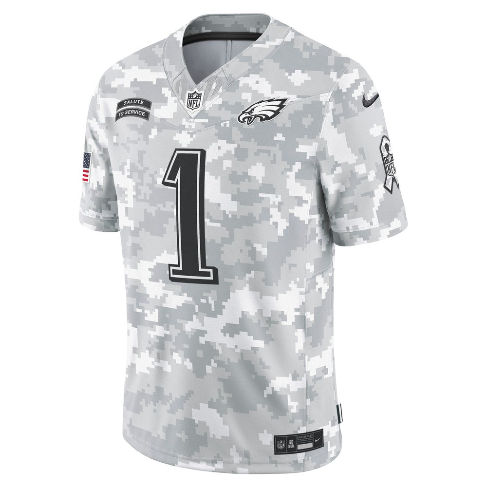 Men's Philadelphia Eagles Jalen Hurts Arctic Camo 2024 Salute to Service Limited Jersey 