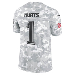 Men's Philadelphia Eagles Jalen Hurts Arctic Camo 2024 Salute to Service Limited Jersey 