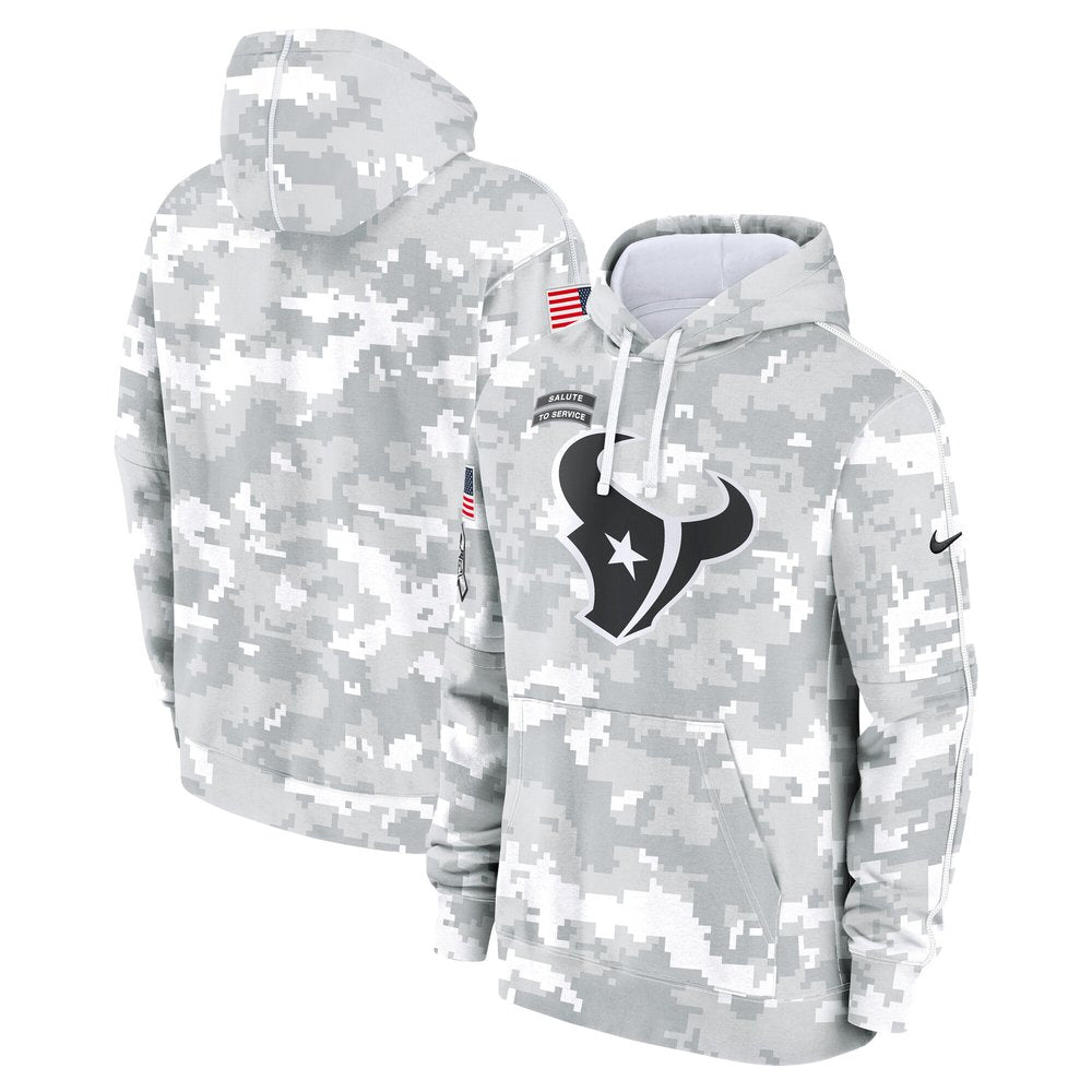 Men's Houston Texans Arctic Camo 2024 Salute to Service Club Fleece Pullover Hoodie 