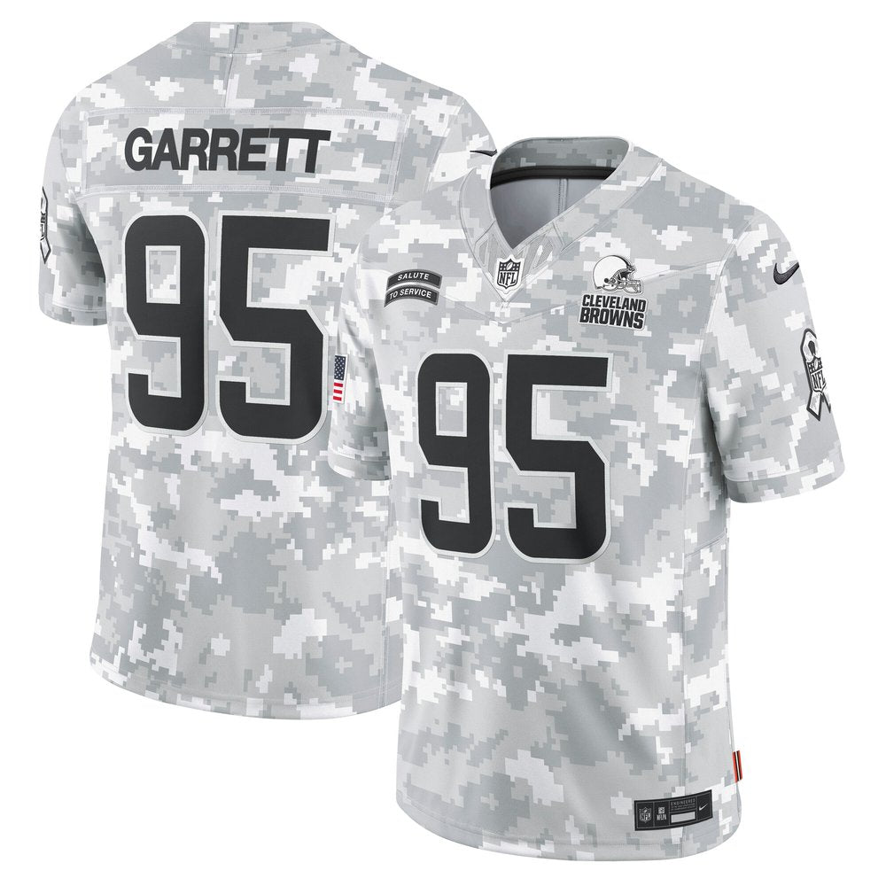 Men's Cleveland Browns Myles Garrett Arctic Camo 2024 Salute to Service Limited Jersey 