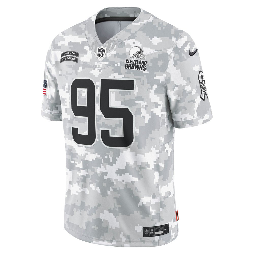 Men's Cleveland Browns Myles Garrett Arctic Camo 2024 Salute to Service Limited Jersey 
