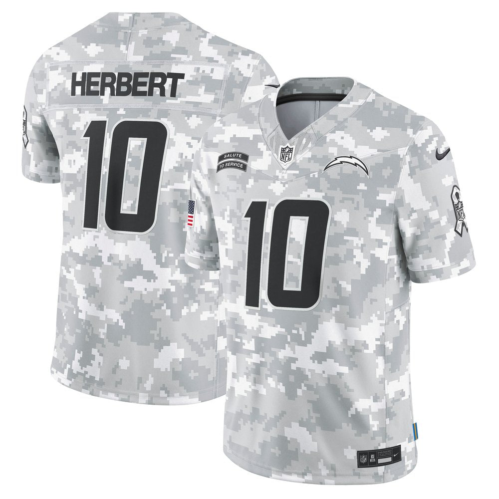 Men's Los Angeles Chargers Justin Herbert Arctic Camo 2024 Salute to Service Limited Jersey 