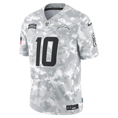 Men's Los Angeles Chargers Justin Herbert Arctic Camo 2024 Salute to Service Limited Jersey 