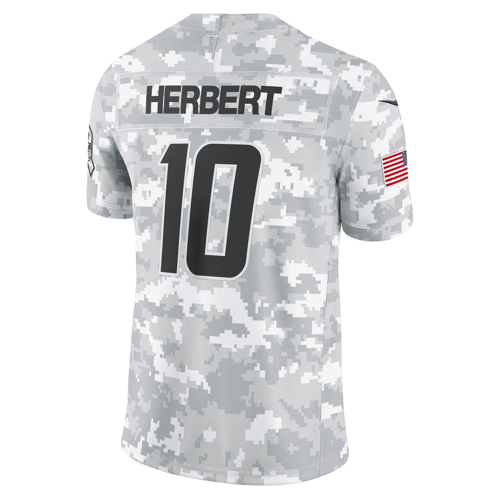 Men's Los Angeles Chargers Justin Herbert Arctic Camo 2024 Salute to Service Limited Jersey 