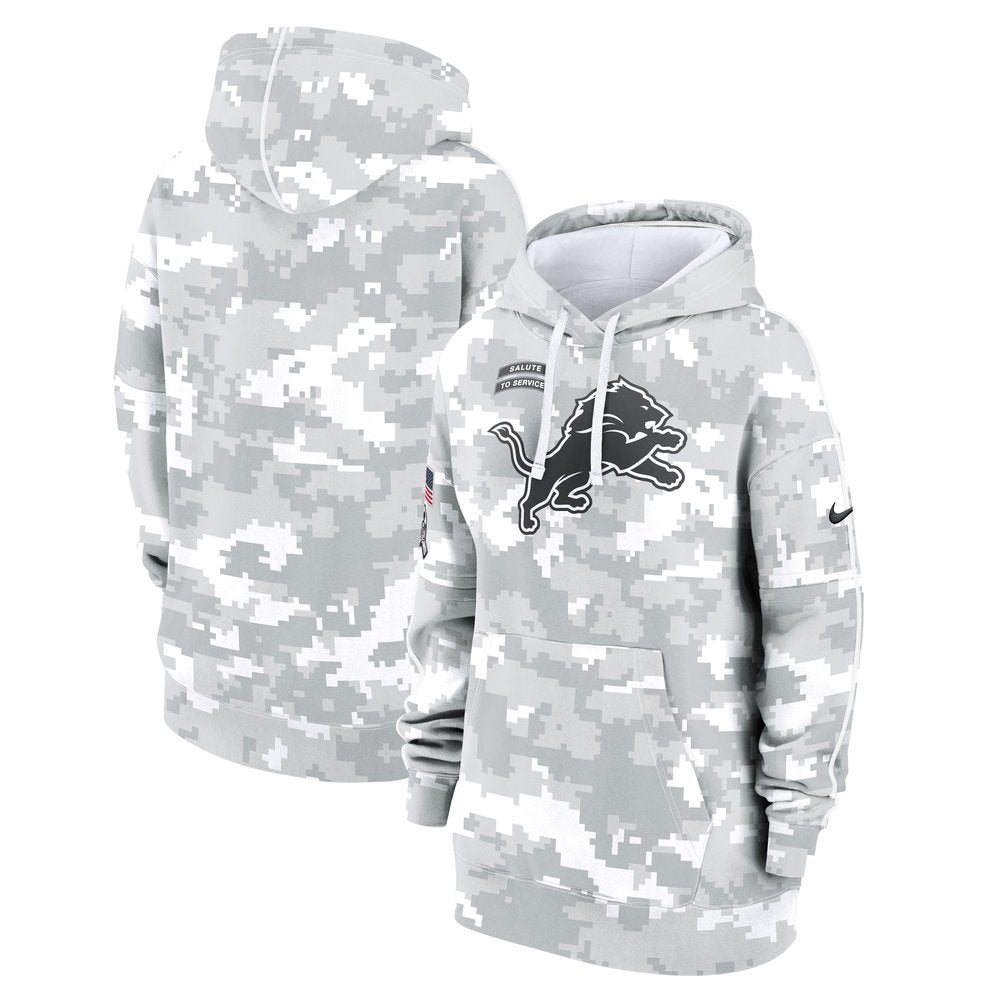 Women's Detroit Lions Arctic Camo 2024 Salute To Service Club Fleece Pullover Hoodie 