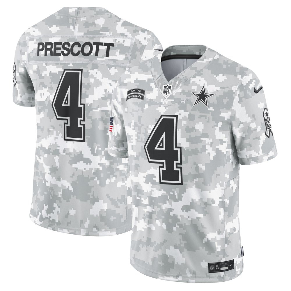 Men's Dallas Cowboys Dak Prescott Arctic Camo 2024 Salute to Service Limited Jersey 