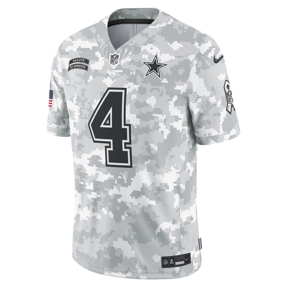 Men's Dallas Cowboys Dak Prescott Arctic Camo 2024 Salute to Service Limited Jersey 