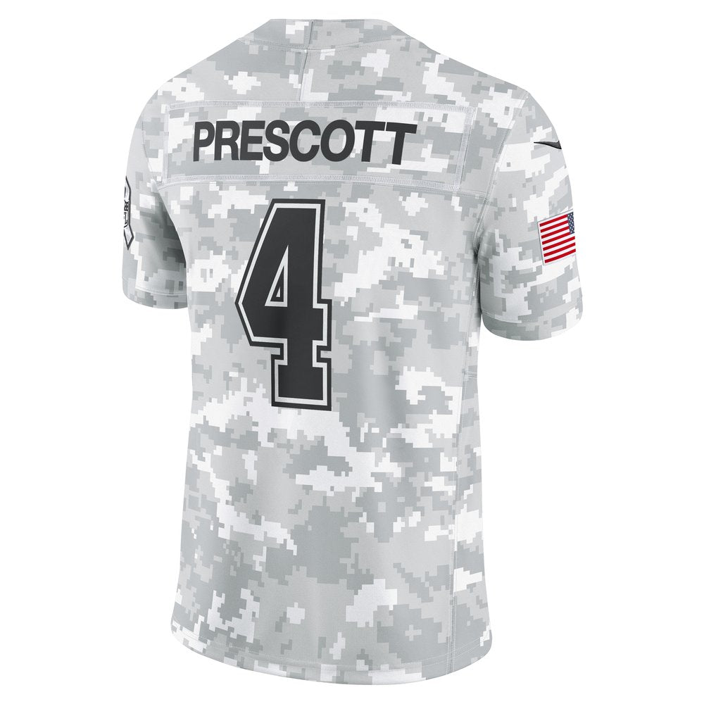 Men's Dallas Cowboys Dak Prescott Arctic Camo 2024 Salute to Service Limited Jersey 