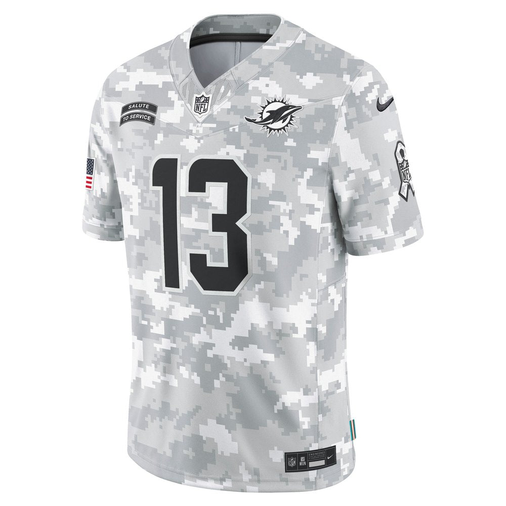 Men's Miami Dolphins Dan Marino Arctic Camo 2024 Salute to Service Retired Player Limited Jersey 